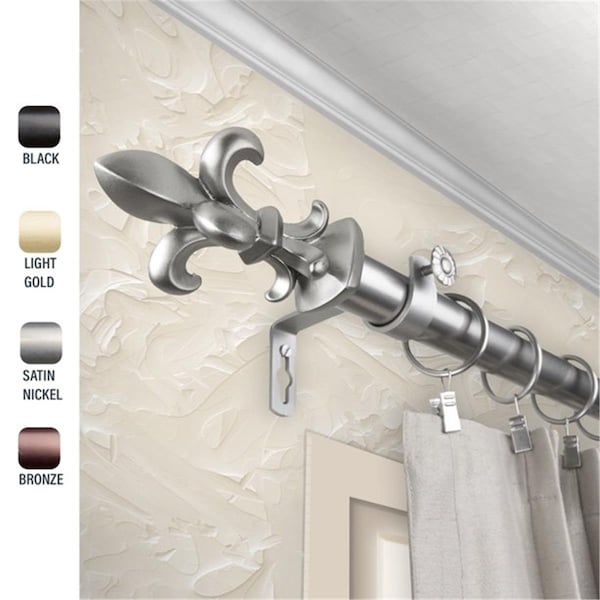 Kd 1 in. Silas Curtain Rod with 120 to 170 in. Extension, Satin Nickel KD3714647 - main
